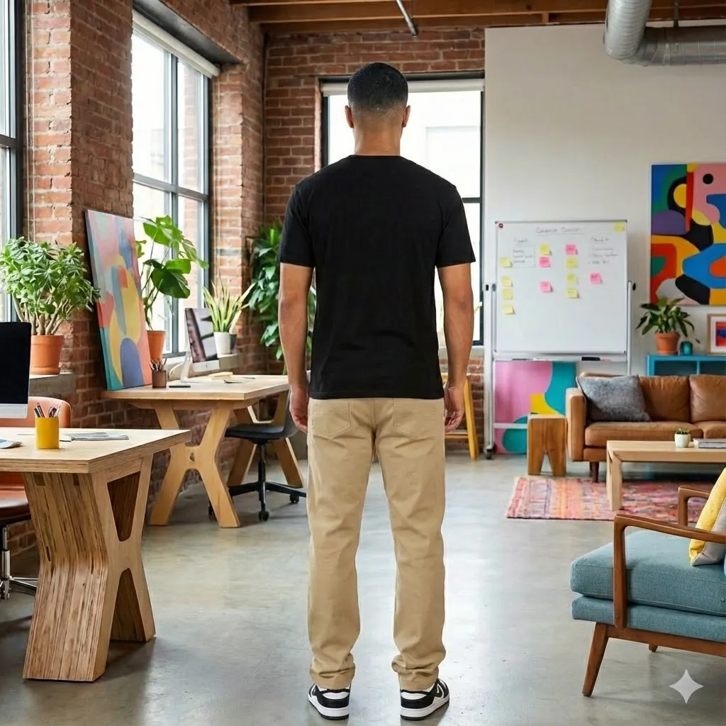 Pantalón hombre clasico dril stretch caqui espalda bolsillo ribete ref CHD 0520.webp