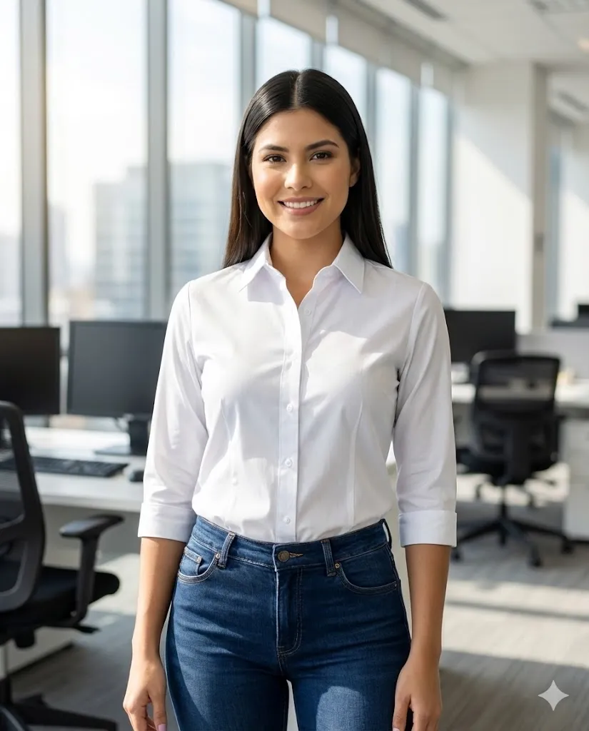 Blusa Oxford Manga 3/4