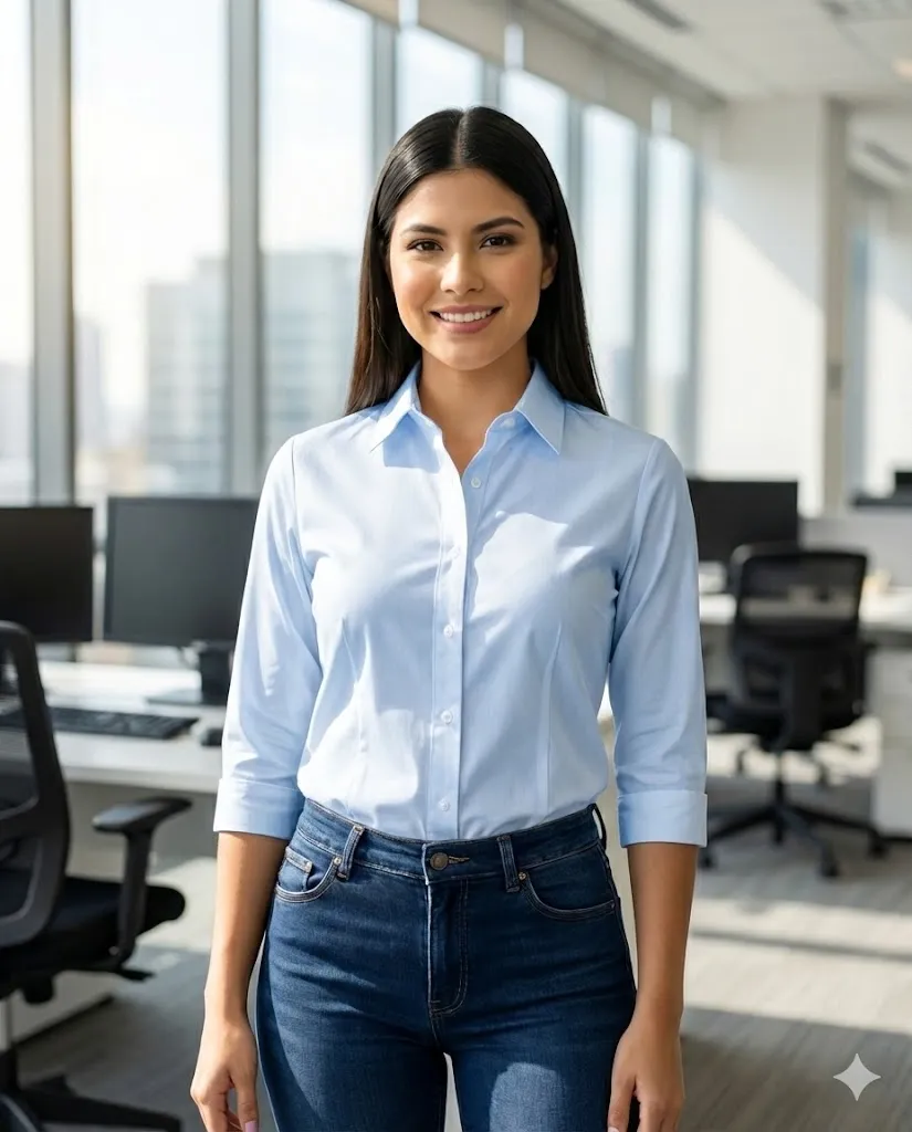 Blusa Oxford Manga 3/4