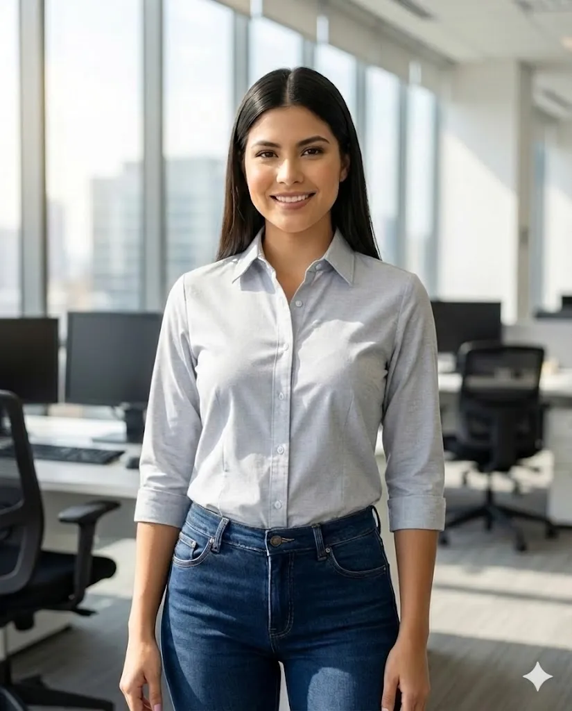 Blusa Oxford Manga 3/4 (Gris Claro)