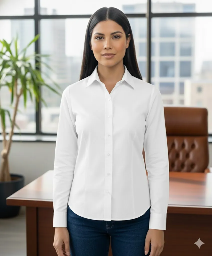 Blusa Oxford Manga Larga