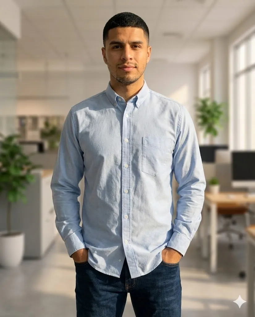 Camisa Oxford Manga Larga