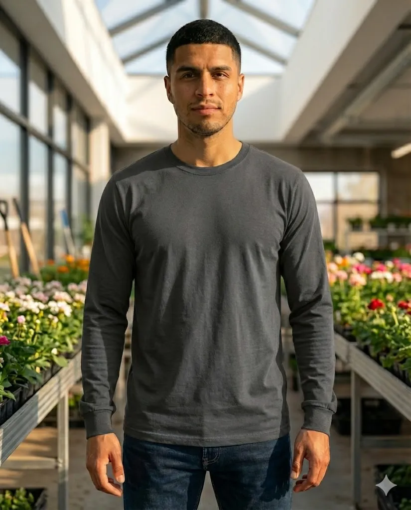 Camiseta Cuello Redondo Manga Larga (Gris Oscuro)